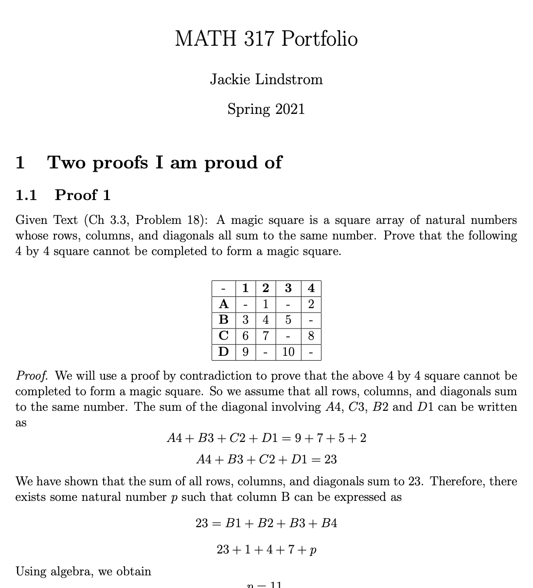 Proofs Portfolio